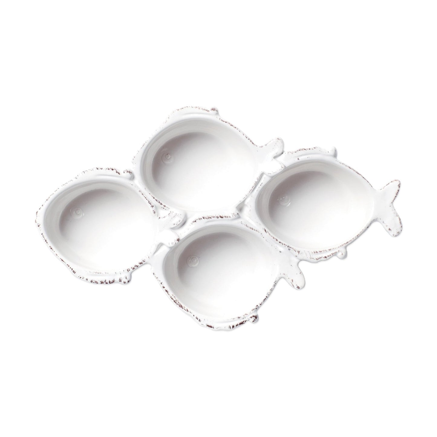 Lastra Melamine Fish White Four-Part Server