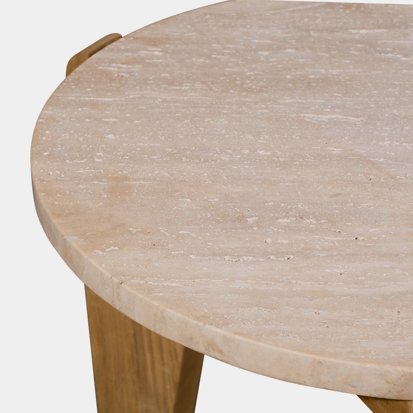 MLB Round Side Table With Travertine Table Top