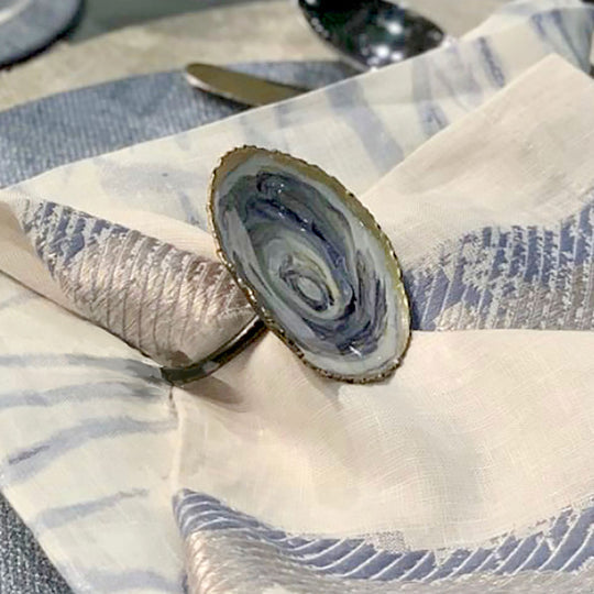 Painted Oyster Blue napkin ring