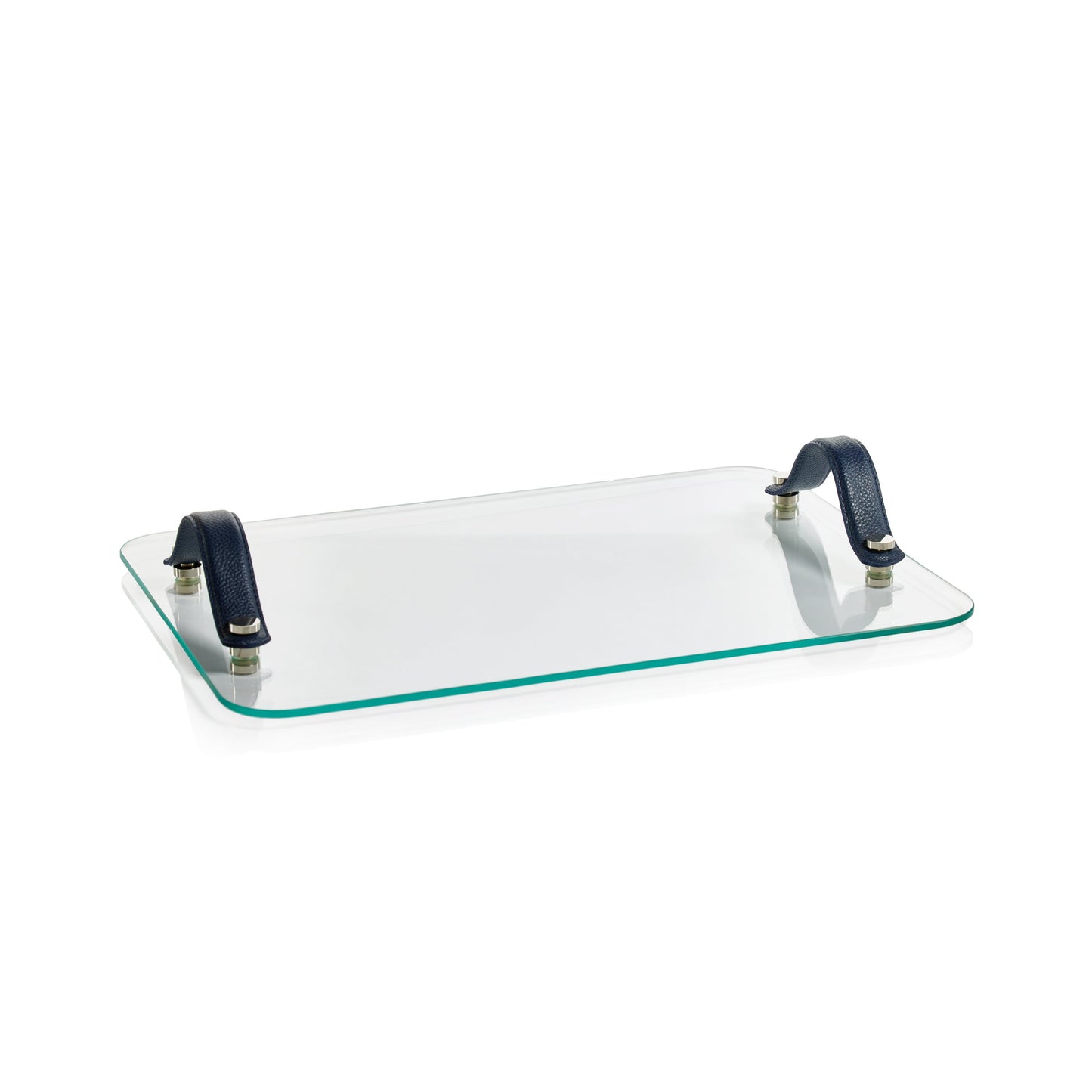 Laguna Glass, Nickel & Leather Bar /  Cheese Tray